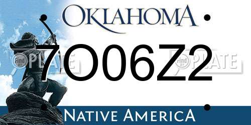 7O06Z2 Oklahoma License Plate