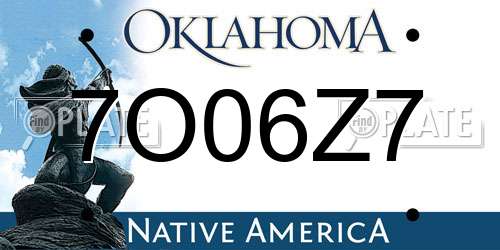 7O06Z7 Oklahoma License Plate