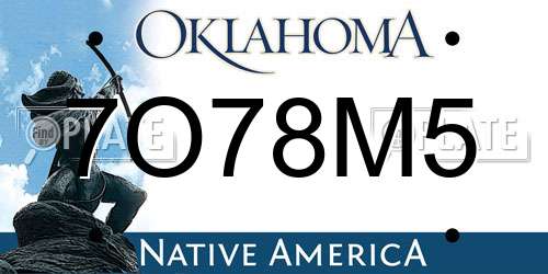 7O78M5 Oklahoma License Plate
