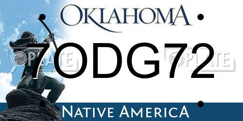 7ODG72 Oklahoma License Plate