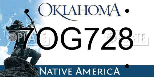 7OG728 Oklahoma License Plate