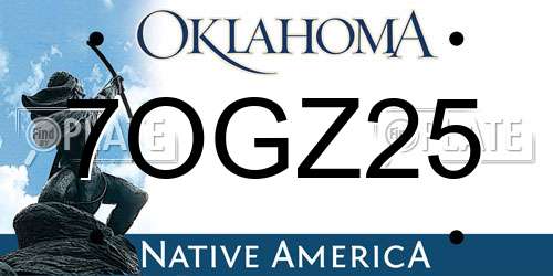 7OGZ25 Oklahoma License Plate