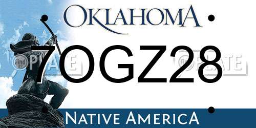 7OGZ28 Oklahoma License Plate