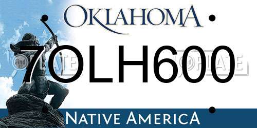 7OLH600 Oklahoma License Plate
