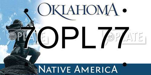 7OPL77 Oklahoma License Plate