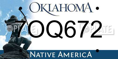 7OQ672 Oklahoma License Plate