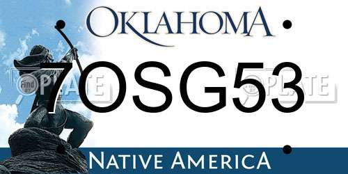 7OSG53 Oklahoma License Plate