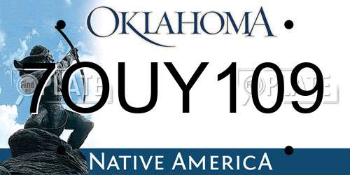7OUY109 Oklahoma License Plate