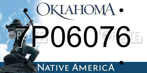 7P06076 Oklahoma License Plate
