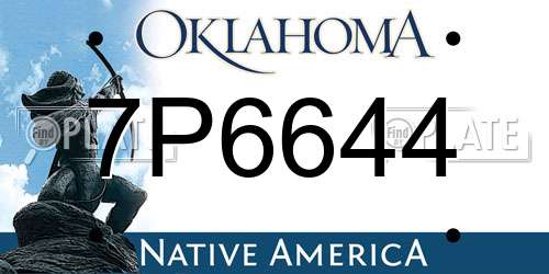 7P6644 Oklahoma License Plate