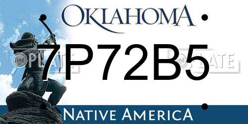 7P72B5 Oklahoma License Plate