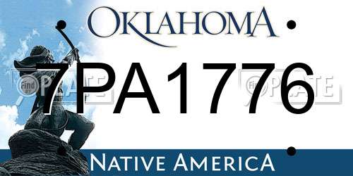 7PA1776 Oklahoma License Plate
