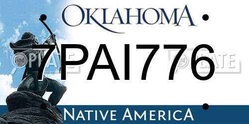 7PAI776 Oklahoma License Plate