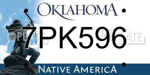 7PK596 Oklahoma License Plate