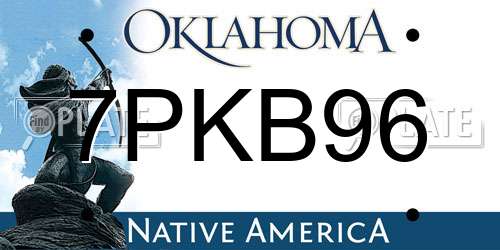 7PKB96 Oklahoma License Plate