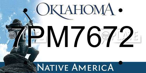 7PM7672 Oklahoma License Plate