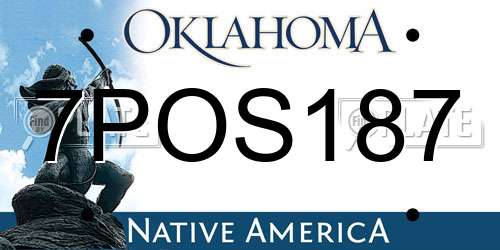 7POS187 Oklahoma License Plate