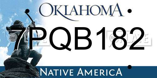 7PQB182 Oklahoma License Plate