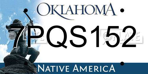 7PQS152 Oklahoma License Plate