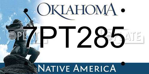 7PT285 Oklahoma License Plate