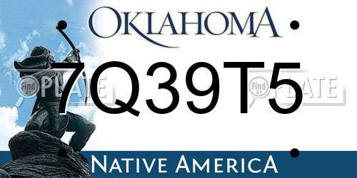 7Q39T5 Oklahoma License Plate