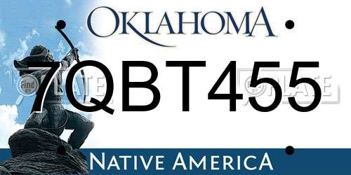 7QBT455 Oklahoma License Plate