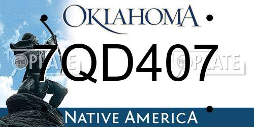 7QD407 Oklahoma License Plate