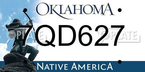 7QD627 Oklahoma License Plate