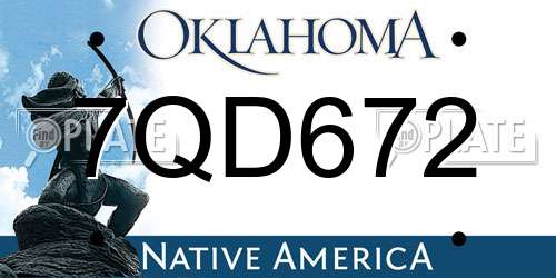 7QD672 Oklahoma License Plate