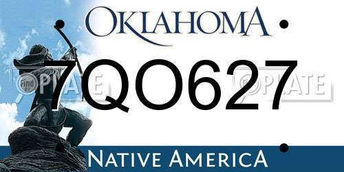 7QO627 Oklahoma License Plate