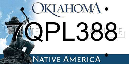 7QPL388 Oklahoma License Plate
