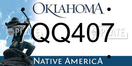 7QQ407 Oklahoma License Plate