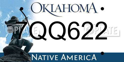 7QQ622 Oklahoma License Plate