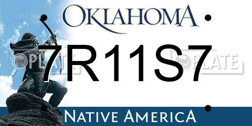 7R11S7 Oklahoma License Plate