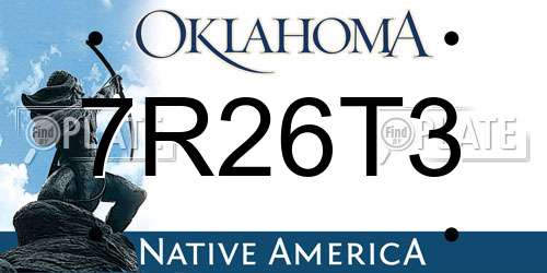 7R26T3 Oklahoma License Plate