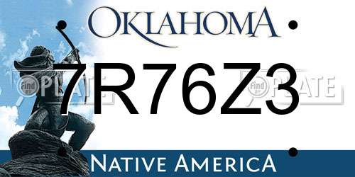 7R76Z3 Oklahoma License Plate