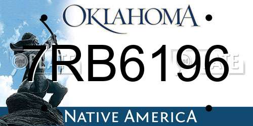 7RB6196 Oklahoma License Plate