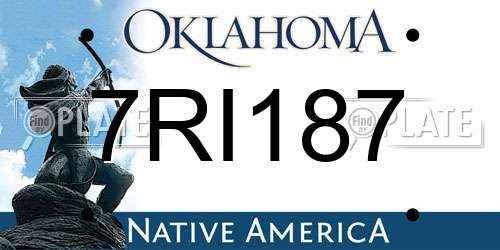 7RI187 Oklahoma License Plate