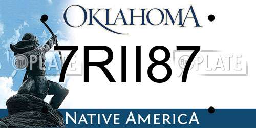 7RII87 Oklahoma License Plate