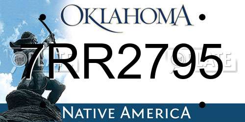 7RR2795 Oklahoma License Plate