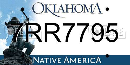 7RR7795 Oklahoma License Plate