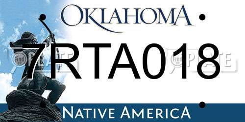 7RTA018 Oklahoma License Plate