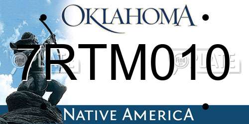 7RTM010 Oklahoma License Plate