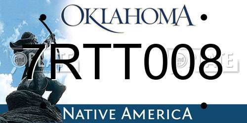 7RTT008 Oklahoma License Plate