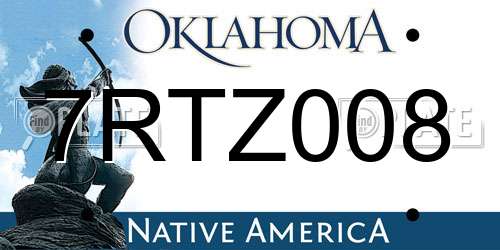 7RTZ008 Oklahoma License Plate