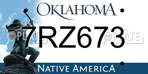 7RZ673 Oklahoma License Plate