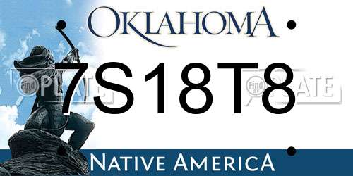 7S18T8 Oklahoma License Plate