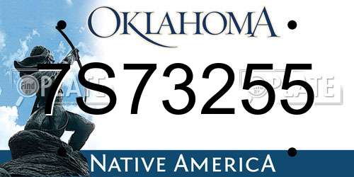 7S73255 Oklahoma License Plate