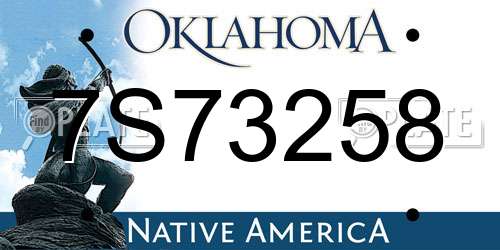 7S73258 Oklahoma License Plate