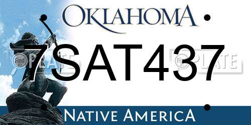 7SAT437 Oklahoma License Plate